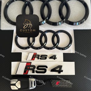 RS4 Gloss Black Badges Package For Audi RS4 B8 B9 Exclusive Pack