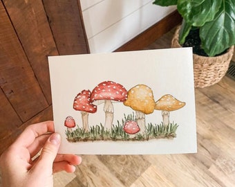 Hand Painted Watercolor Mushroom Print