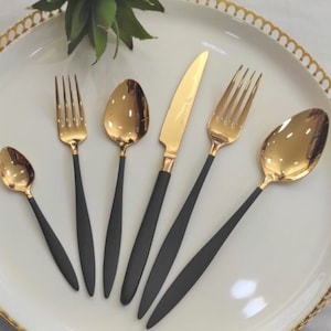 Gold and black silverware hotsell