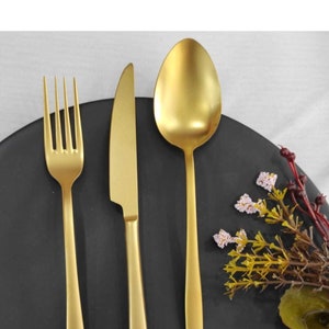 Cutlery Set 18 Pieces Set, Tableware Gold Cutlery Set, Gold Flatware Set 18 Pieces, Modern Cutlery Set,