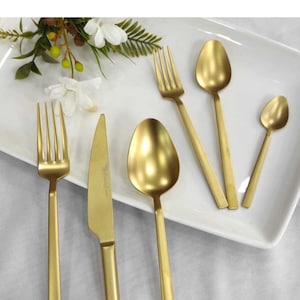 Gold Titanium Cutlery Set, Shiny Stainless Steel Cutlery Set, 36 Gold Pieces Set, Tableware Gold Cutlery Set, Gold Plated Flatware Set