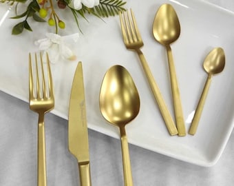 Für 2 Personen Gold Besteck Set , Besteck Set 12 Teile Set , Geschirr Besteck Set , Gold Besteck Set 12 Teilig , Besteck Set Gold ,