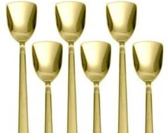 Cuchara de helado dorada de 6 piezas con nombre grabado como regalo - Cuchara personalizada para amantes del helado - Regalo para amigos - Cuchara de helado para mamá