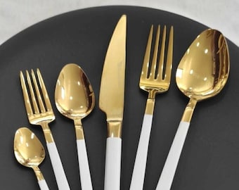 6 Pieces Gold Dinner Fork Set, Engraved Name Dinner Fork Set, Gold Kitchen Set, Personalized Gold Fork Set, 6 Fork, Fork set Kitchen