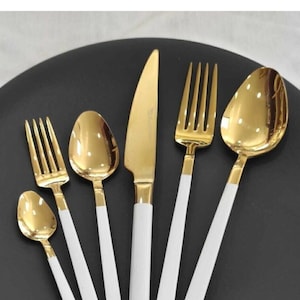 6-delige gouden dinervorkenset, gegraveerde naam dinervorkenset, gouden keukenset, gepersonaliseerde gouden vorkenset, 6 vorken, vorkenset keuken