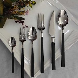 For One Person Personalized 6 Pieces Cutlery set, Tableware Cutlery Set, Black Flatware Set 6 Pieces, Stainless Steel Cutlery Set,