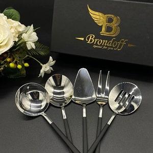 Personalized Serving Ladle, Stainless Steel Soup Ladle, Long Handled Fork, Large Serving Fork, Personalized Wedding Cake and Knife Set