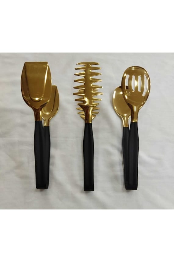 Gold-Salatbesteck, Gold-Speisebesteck, personalisierte Salatbesteck-Set, Küchenzubehör-Set, Einweihungsparty Geschenk, Kochsüchtiger Geschenk,