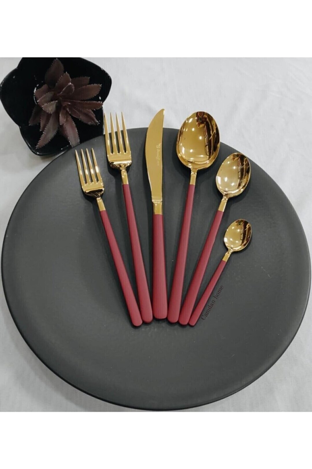 Red Cutlery Set Dinner 12 Pieces Set Tableware Red Cutlery Etsy