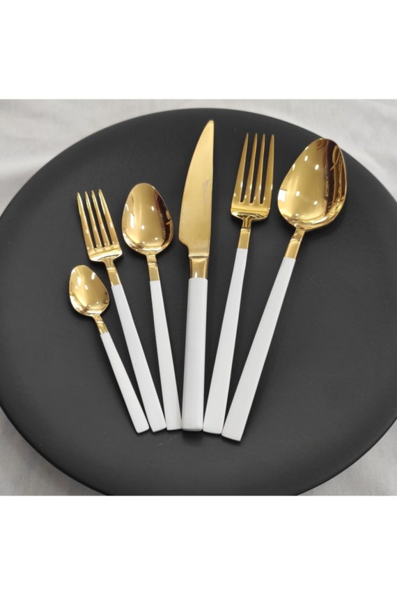 Jean Dubost 24 Pc Everyday Flatware Set With Marble Colored Handles