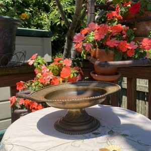 Vintage Solid Brass Compote Centerpiece Pedestal Dish or Fruit Dish