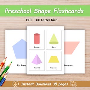 Educatieve kaarten, flashcards voorschoolse, flashcards vorm, afdrukbare leervormen, montessorikaarten, klasdecor, flashcards voor kinderen