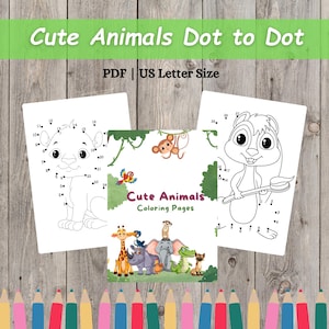 Cute Animals Dot to Dot Printables Coloring Pages Kindergarten Activities Worksheets, Animals Dot to Dot Find Motor Skills, Connect the Dot