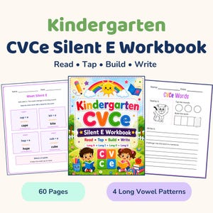 Arbeitsheft für den Kindergarten: Lautgetreues CVCe-Lautlehre mit langem E, 60-seitiges PDF zum Ausdrucken