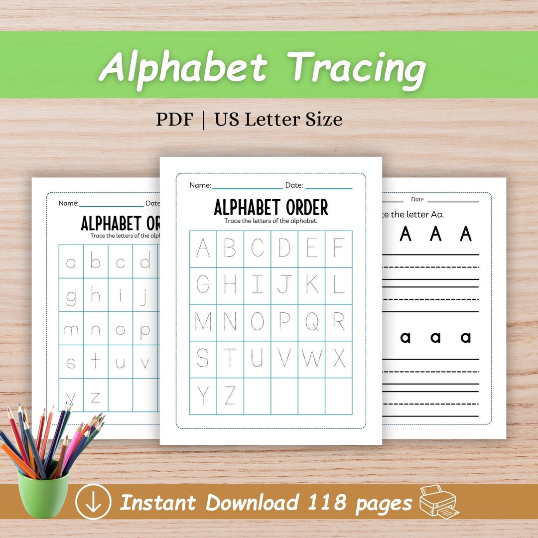 Alphabet Tracing Worksheets, Abc Practice Sheets: Uppercase & Lowercase ...
