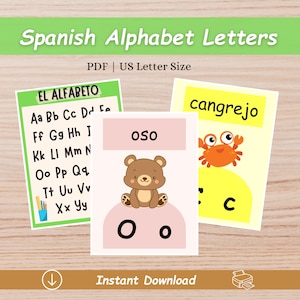 Spanish Alphabet Animals Flashcards, Learn Spanish ABC Abecedario, Alfabeto Español, Spanish Vocabulary, Spanish Language Early Learning
