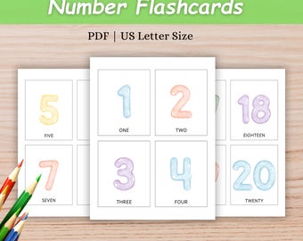 Tarjetas didácticas de números del 1 al 20: Tarjetas imprimibles para aprender matemáticas (archivo PDF)