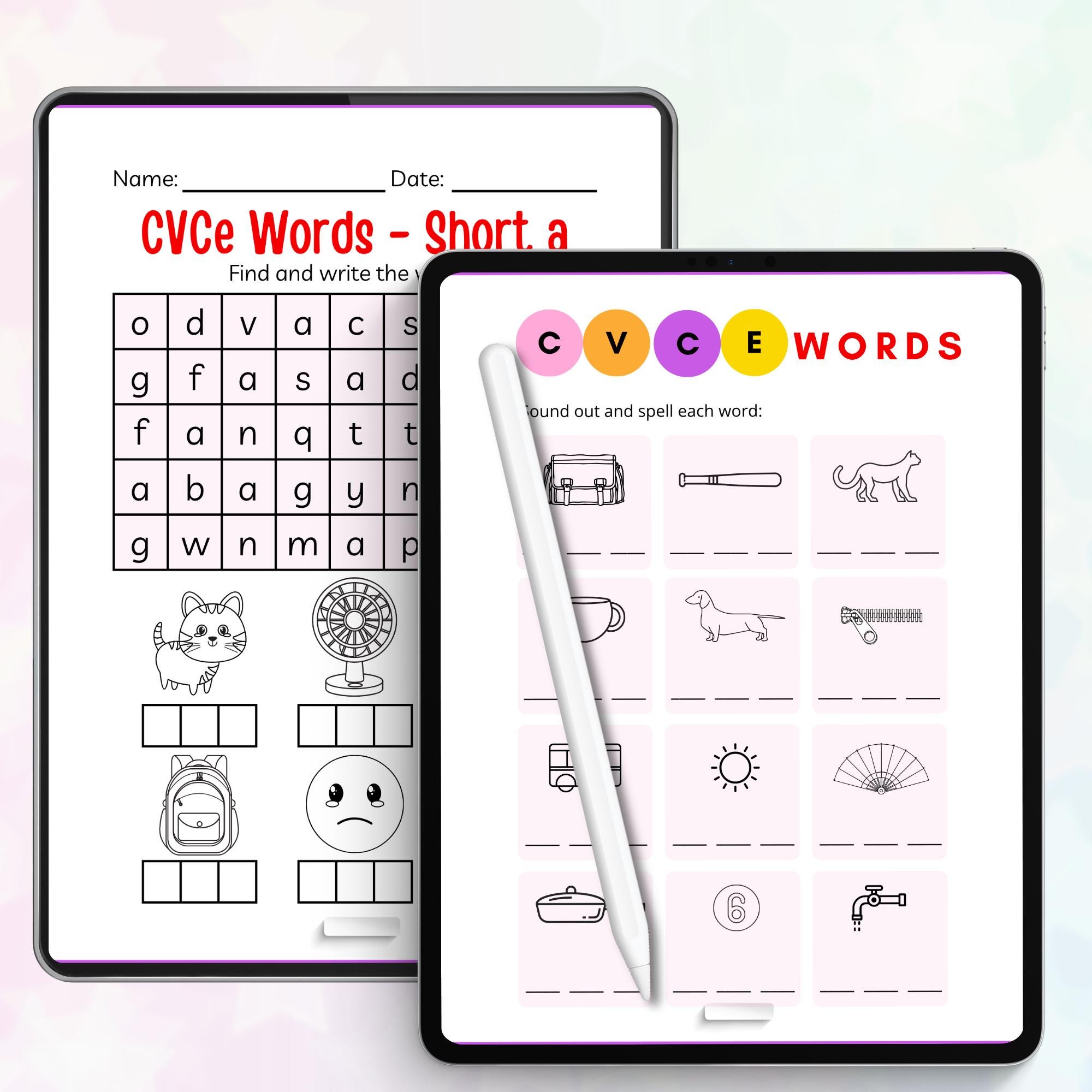 Kindergarten CVCE Workbook Worksheet, Silent E Phonics Practice Read ...