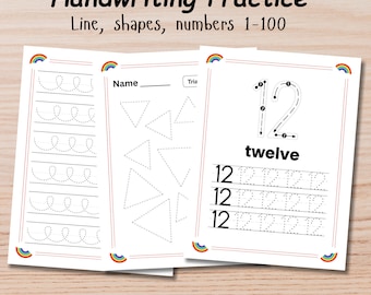 Number Tracing Worksheets 1-100, Preschool Handwriting Practice (PDF)