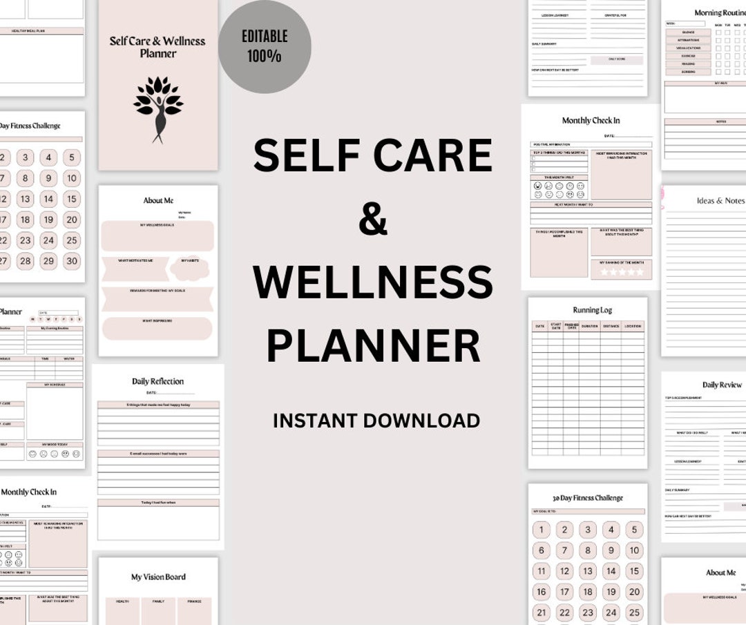 Self Care Planner Selfcare Journey Self Care Intention printable Self
