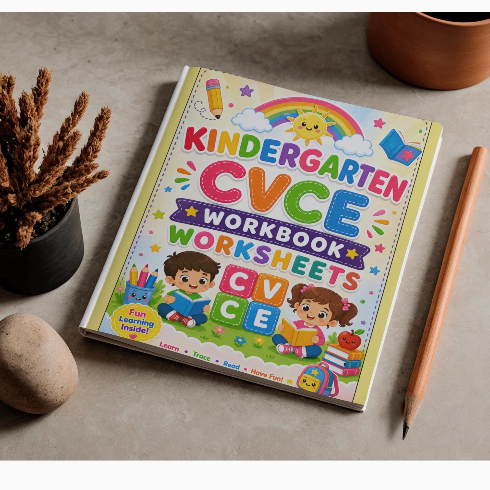 Kindergarten CVCE Workbook Worksheet, Silent E Phonics Practice Read ...