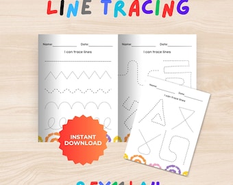 Preschool Line Tracing Worksheets, Printable Fine Motor Skills Practice Pages (10 Pages)