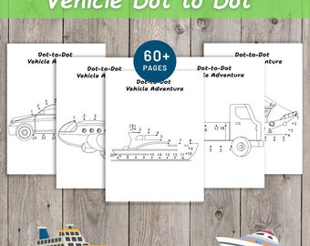Vehicle Dot to Dot Worksheets, Preschool Fine Motor Skills Activity (PDF Download)
