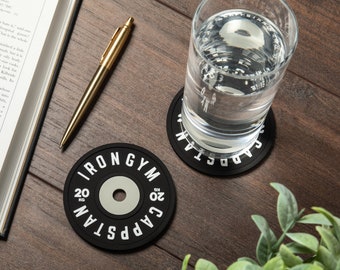 Set di sottobicchieri con dischi di peso: stile bilanciere da palestra, silicone antiscivolo