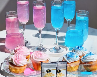 Gender Reveal Party Drink Glitter: Pinker und blauer essbarer Glitter - 50 Portionen