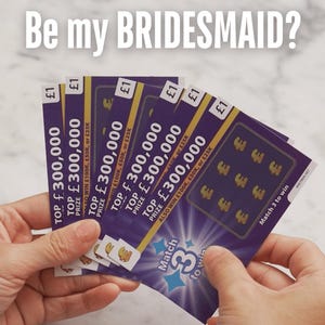 Biglietto gratta e vinci per la proposta di matrimonio, Vuoi essere la mia damigella d'onore? Biglietto gratta e vinci per la proposta di matrimonio, Proposta di matrimonio, Biglietto gratta e vinci per la proposta di matrimonio