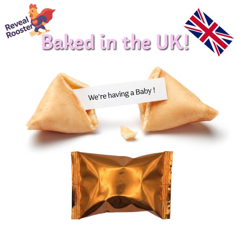 Baby Announcement Fortune Cookies - Baked in the UK - Fun Pregnancy Announcement Idea immagine 3