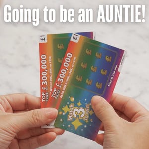 Vous allez être une tante carte de vœux | Carte à gratter pour tante | Révélation de grossesse d'une soeur | faire-part de grossesse pour soeur | 2 cartes