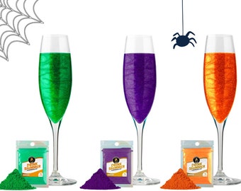 Halloween Edible Drink Glitter Combo Pack - Purple, Orange, Green Cocktail Topper Glitter Halloween Decorations Set | Halloween Party
