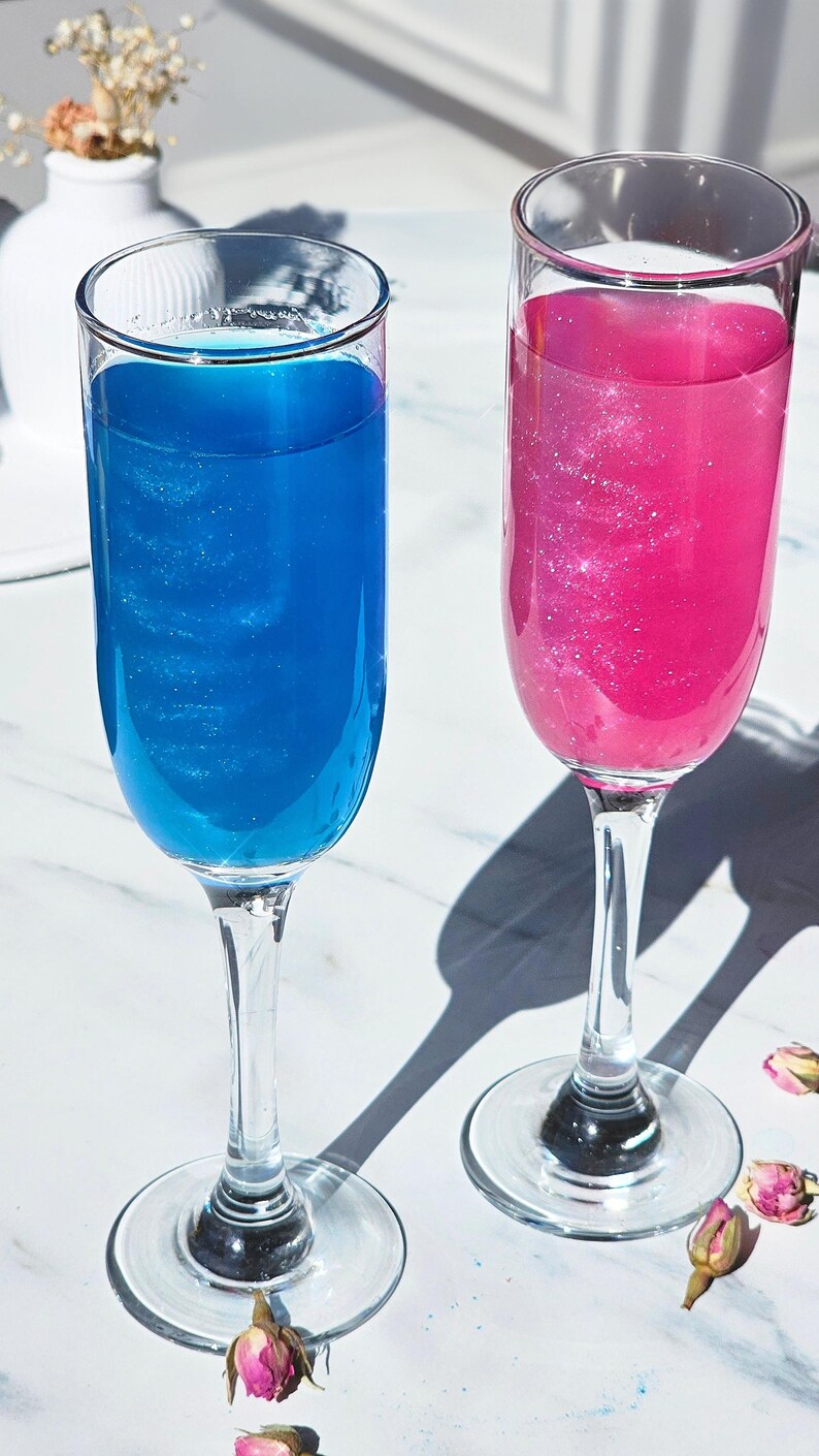 Edible Glitter for Drinks | 25 Servings Per Pack | Unique Cocktail Decorations for Party! Pink & Blue