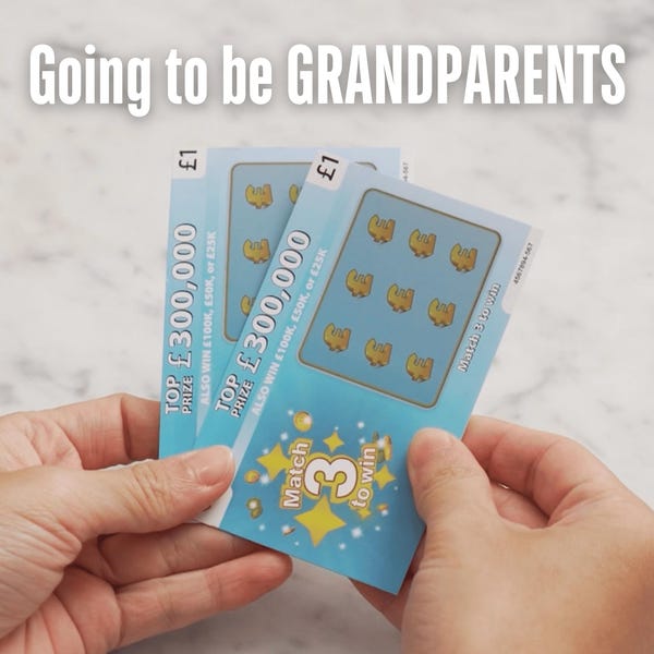 Tarjeta rasca y gana para revelar el embarazo de los abuelos (juego de 2)