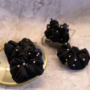 Pearl scrunchie made of softest fabric, hair tie MADE IN ITALY