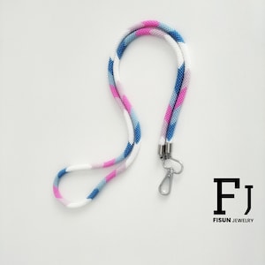 Cordino stile etnico - Cordino di perline - Cordino insegnante - Cordino bianco perline - Carta d'identità Neecklace - Porta badge - Regali unisex per lei