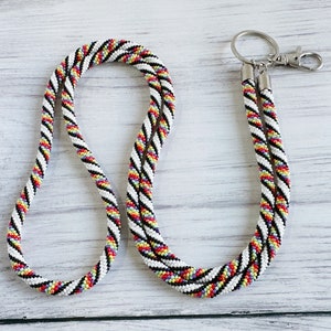 Beaded ID Holder, Beadwork Lanyard, Badge Holder, Handcrafted Beaded Accessory, Native Style Lanyard, Nurse ID Holder,