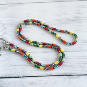 Beaded ID Holder, Beadwork Lanyard, Badge Holder, Handcrafted Beaded Accessory, Native Style Lanyard, Nurse ID Holder,