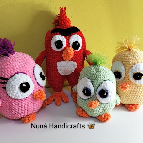 Peluche Angry Birds, bébé Angry Birds, poulet tricoté main, crochet, poupée Angry Birds, peluche au crochet, crochet fait main
