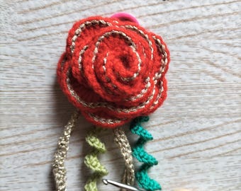 Hair tie with a rose and crochet curls, crochet rose, hair accessories, hair updo, hair ornament
