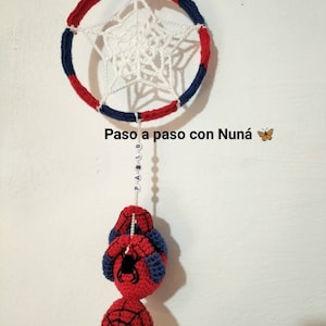 Spiderman dreamcatcher, children's decoration, amigurumi dreamcatcher, unisex gift, crochet amigurumi, hand-made crochet dreamcatcher