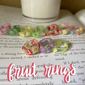 Fruit & Confetti Resin Rings - See Description for Customization Details!