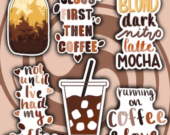 Coffee Lover Sticker Pack | Water-Resistant Vinyl Stickers