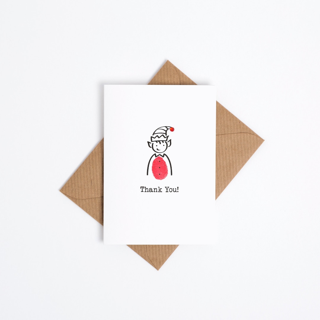 Fingerprint Elf Thank You Card Making Kit 10 Pack Etsy