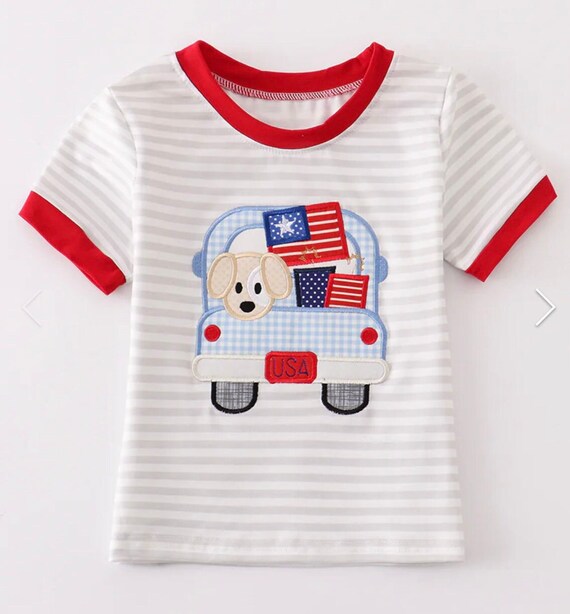 Patriotic Appliqué Fourth of July Boy Patriotic Shirt