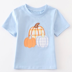 Pumpkin Applique Shirt. Toddler Boy Fall Outfit.