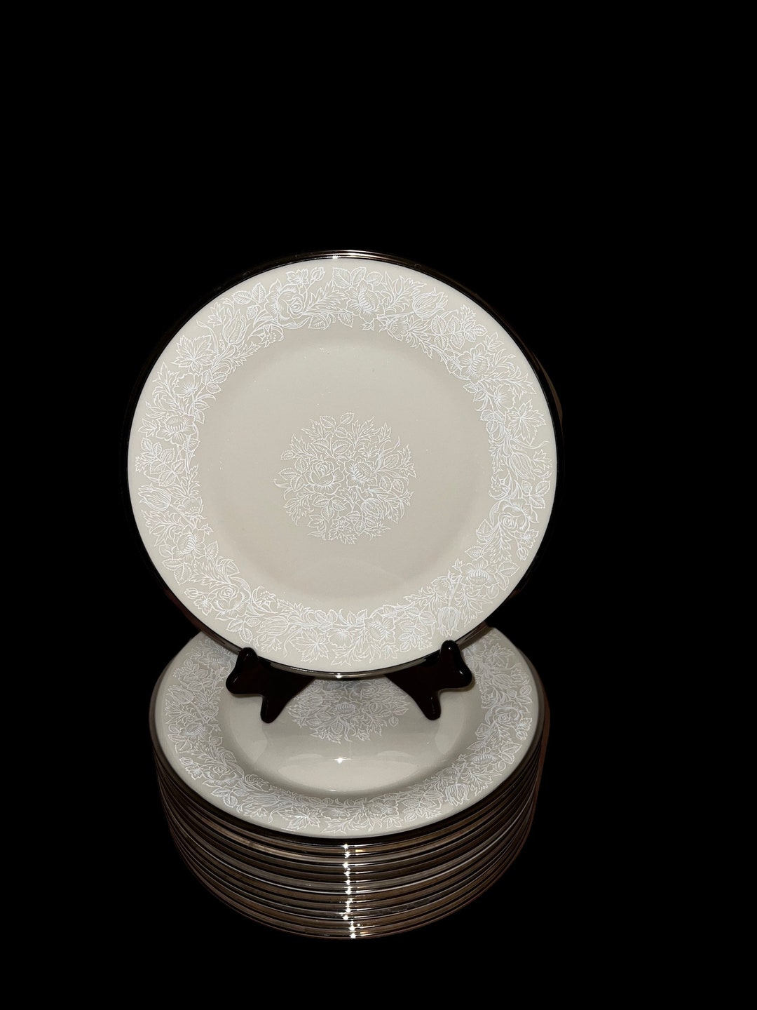 Lenox Bone China Moonspun Dinner Plates 12 Etsy