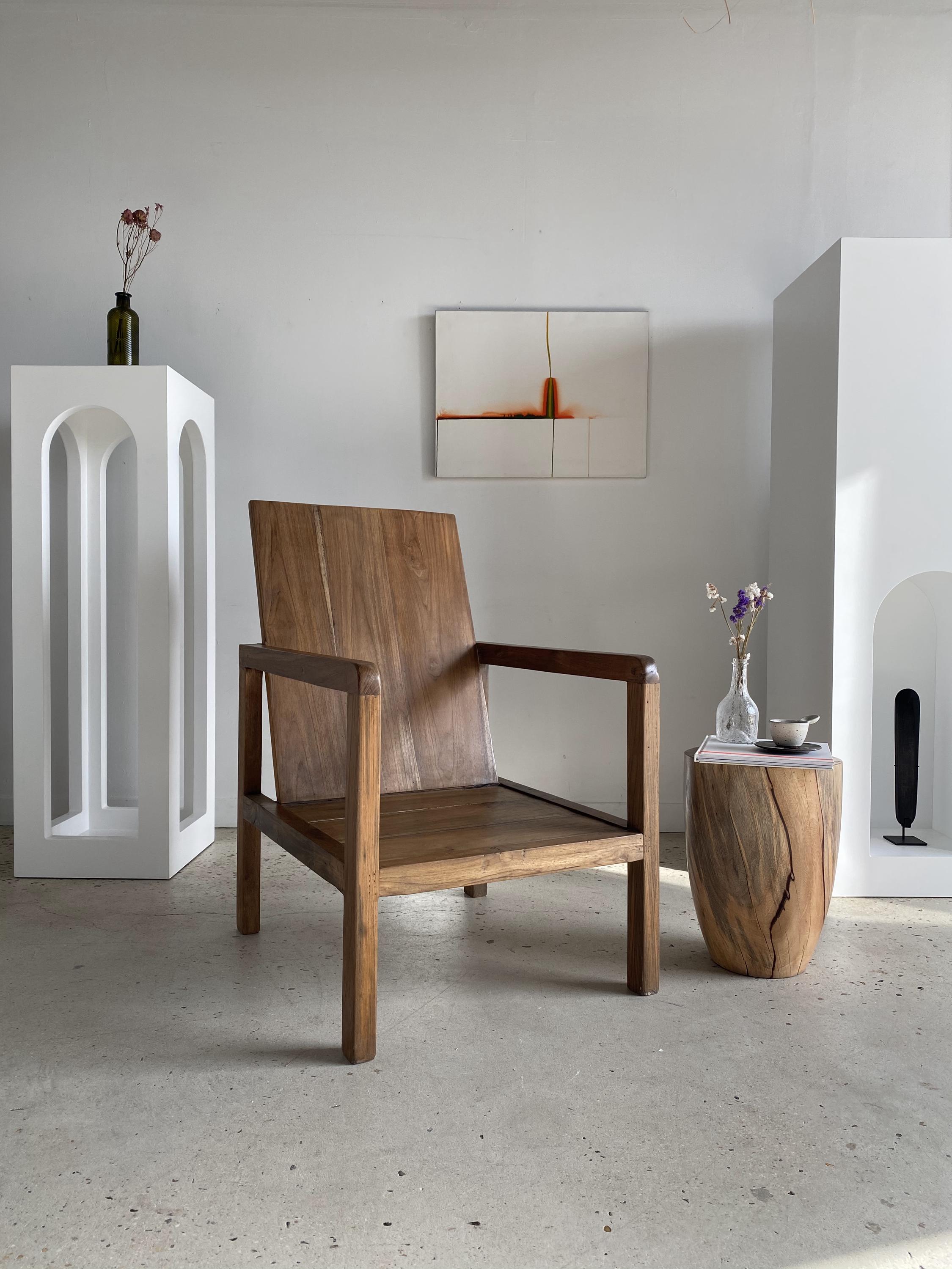 Grand Fauteuil En Bois Naturel | Teck Design Minimaliste