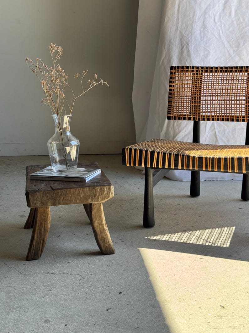 Small Stool, Rectangular Solid Teak Occasional Stool With Wabi-sabi ...